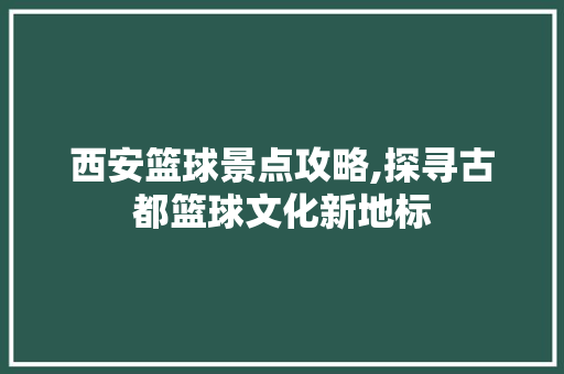 西安篮球景点攻略,探寻古都篮球文化新地标