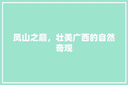 凤山之巅，壮美广西的自然奇观