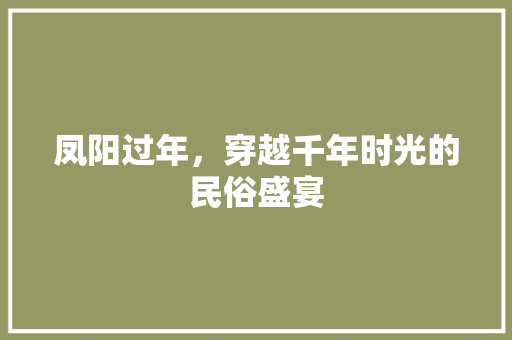 凤阳过年，穿越千年时光的民俗盛宴