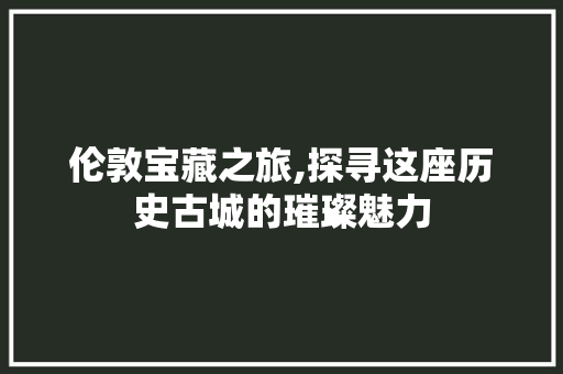 伦敦宝藏之旅,探寻这座历史古城的璀璨魅力