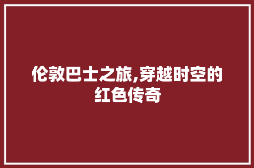 伦敦巴士之旅,穿越时空的红色传奇  第1张