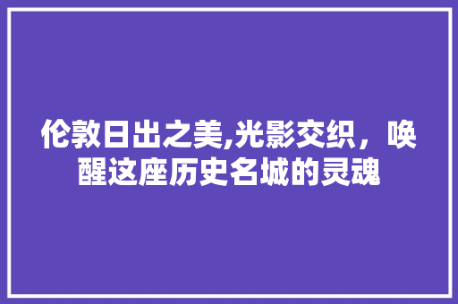 伦敦日出之美,光影交织，唤醒这座历史名城的灵魂