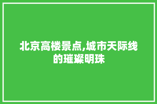 北京高楼景点,城市天际线的璀璨明珠