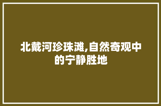 北戴河珍珠滩,自然奇观中的宁静胜地