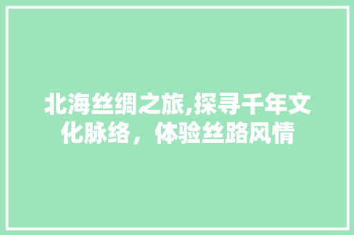 北海丝绸之旅,探寻千年文化脉络，体验丝路风情  第1张