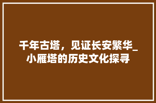 千年古塔，见证长安繁华_小雁塔的历史文化探寻