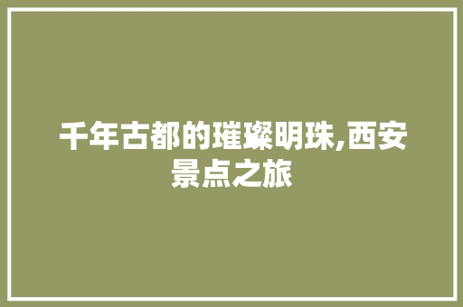 千年古都的璀璨明珠,西安景点之旅