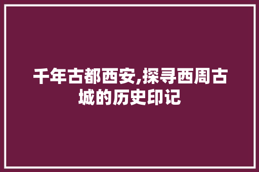 千年古都西安,探寻西周古城的历史印记