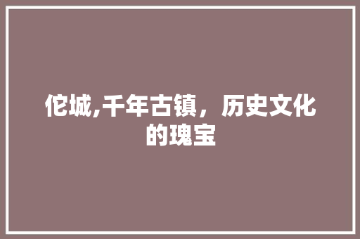 佗城,千年古镇，历史文化的瑰宝