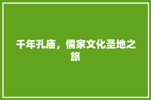 千年孔庙，儒家文化圣地之旅