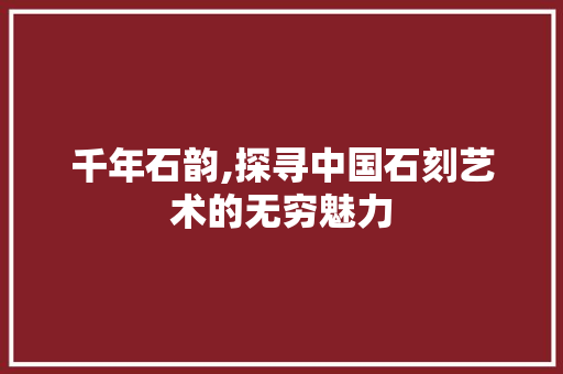 千年石韵,探寻中国石刻艺术的无穷魅力