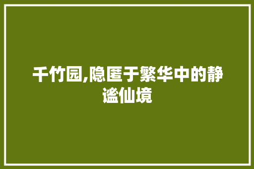 千竹园,隐匿于繁华中的静谧仙境