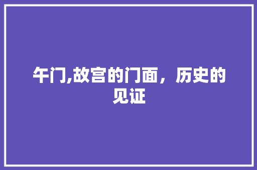 午门,故宫的门面，历史的见证