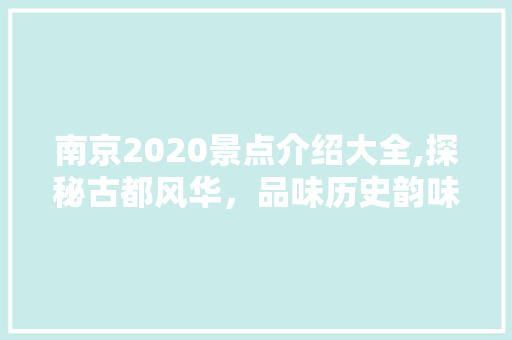 南京2020景点介绍大全,探秘古都风华，品味历史韵味