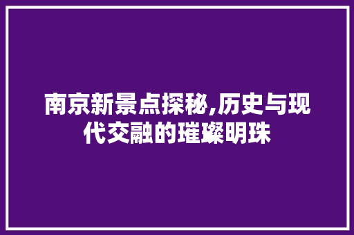 南京新景点探秘,历史与现代交融的璀璨明珠