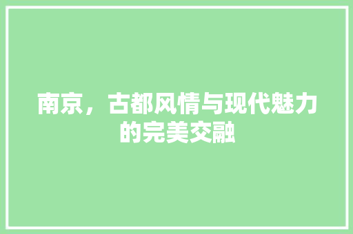 南京，古都风情与现代魅力的完美交融