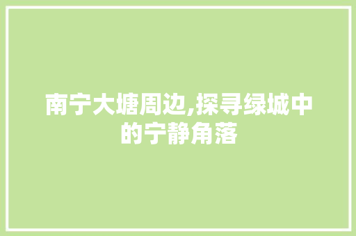 南宁大塘周边,探寻绿城中的宁静角落