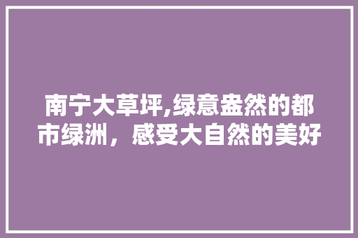 南宁大草坪,绿意盎然的都市绿洲，感受大自然的美好