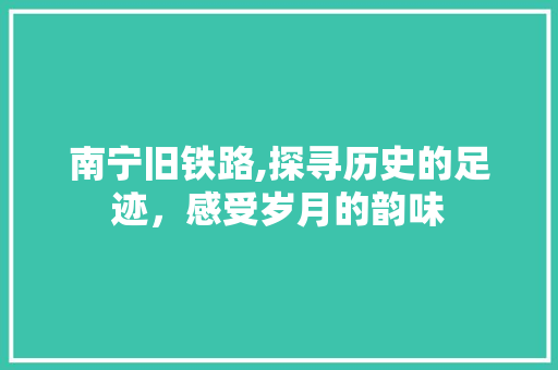 南宁旧铁路,探寻历史的足迹，感受岁月的韵味