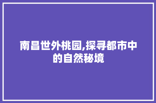 南昌世外桃园,探寻都市中的自然秘境