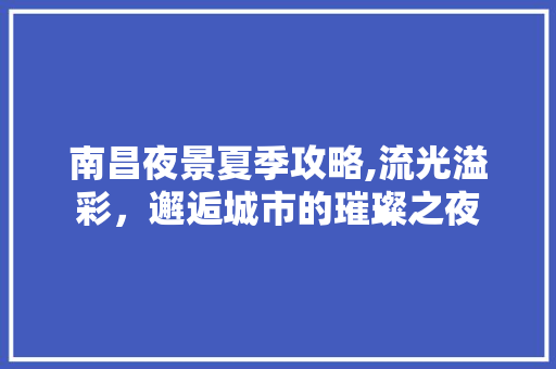 南昌夜景夏季攻略,流光溢彩，邂逅城市的璀璨之夜