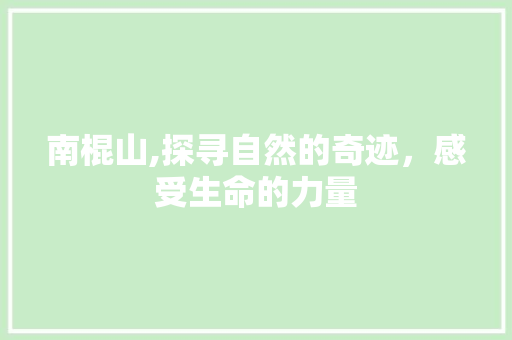 南棍山,探寻自然的奇迹，感受生命的力量