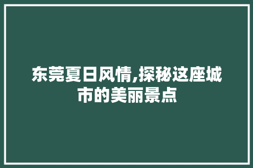 东莞夏日风情,探秘这座城市的美丽景点