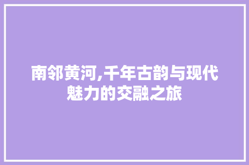 南邻黄河,千年古韵与现代魅力的交融之旅