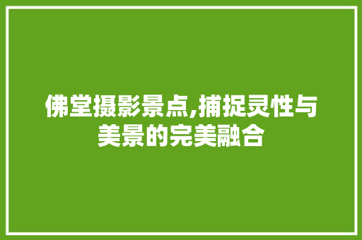 佛堂摄影景点,捕捉灵性与美景的完美融合