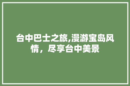 台中巴士之旅,漫游宝岛风情，尽享台中美景