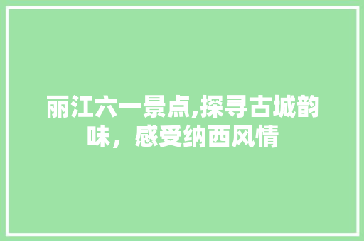 丽江六一景点,探寻古城韵味，感受纳西风情