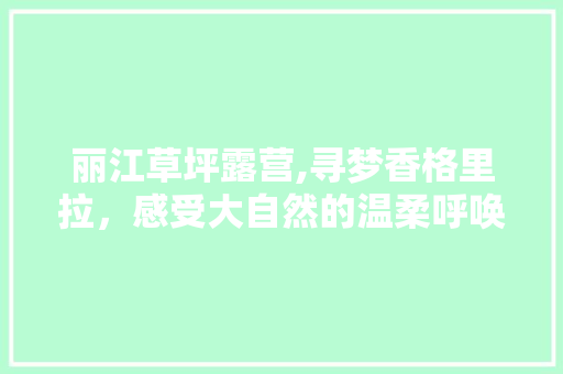 丽江草坪露营,寻梦香格里拉，感受大自然的温柔呼唤