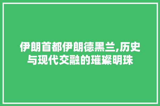 伊朗首都伊朗德黑兰,历史与现代交融的璀璨明珠