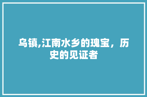 乌镇,江南水乡的瑰宝，历史的见证者