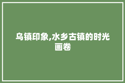 乌镇印象,水乡古镇的时光画卷