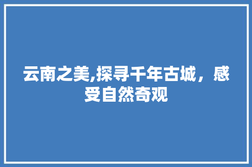 云南之美,探寻千年古城，感受自然奇观