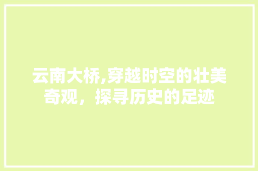 云南大桥,穿越时空的壮美奇观，探寻历史的足迹