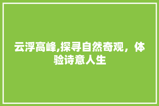 云浮高峰,探寻自然奇观，体验诗意人生