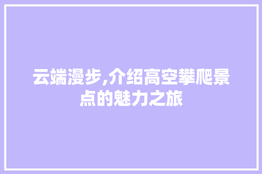 云端漫步,介绍高空攀爬景点的魅力之旅