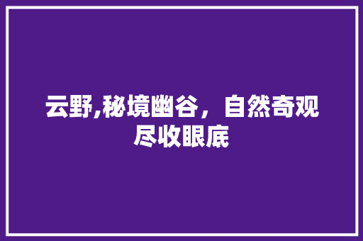 云野,秘境幽谷，自然奇观尽收眼底