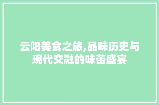 云阳美食之旅,品味历史与现代交融的味蕾盛宴