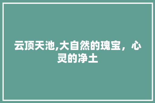 云顶天池,大自然的瑰宝，心灵的净土