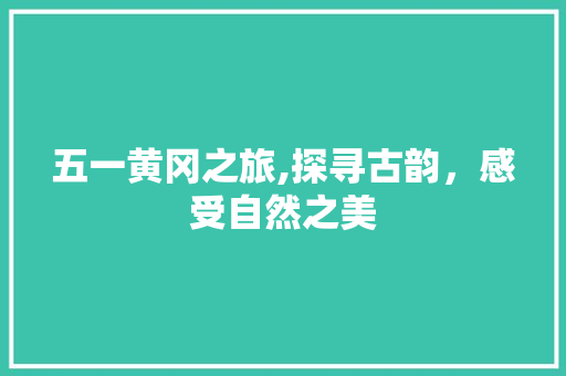 五一黄冈之旅,探寻古韵，感受自然之美