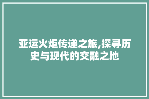 亚运火炬传递之旅,探寻历史与现代的交融之地  第1张