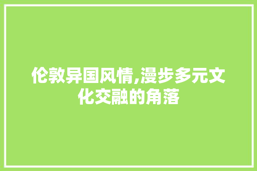 伦敦异国风情,漫步多元文化交融的角落