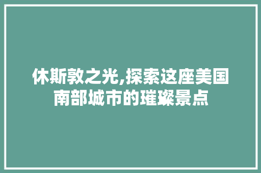 休斯敦之光,探索这座美国南部城市的璀璨景点