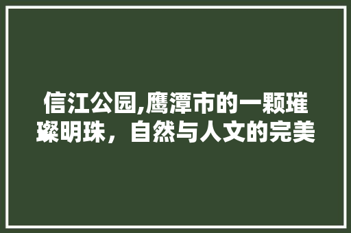 信江公园,鹰潭市的一颗璀璨明珠，自然与人文的完美融合