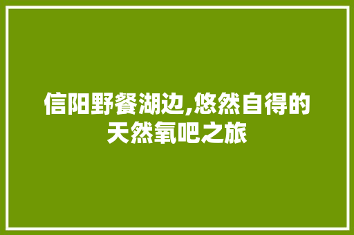 信阳野餐湖边,悠然自得的天然氧吧之旅