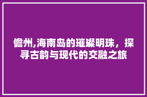 儋州,海南岛的璀璨明珠，探寻古韵与现代的交融之旅