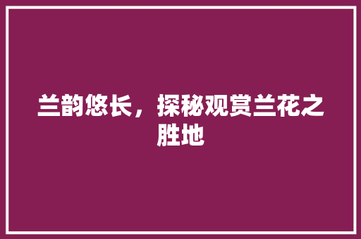 兰韵悠长，探秘观赏兰花之胜地